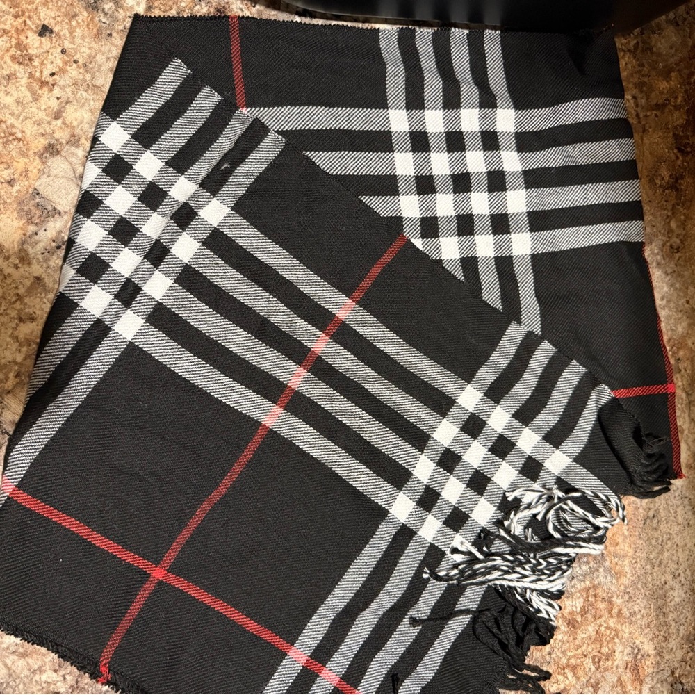 & Other Stories Black and Red Plaid Scarf